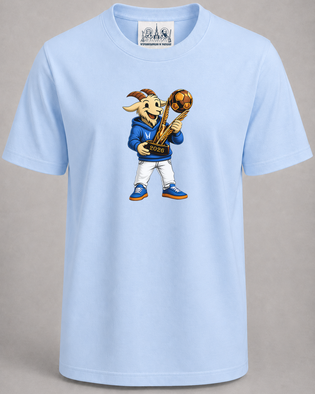 T-Shirt Mistrzowski Koziołek 2026-Błękitny