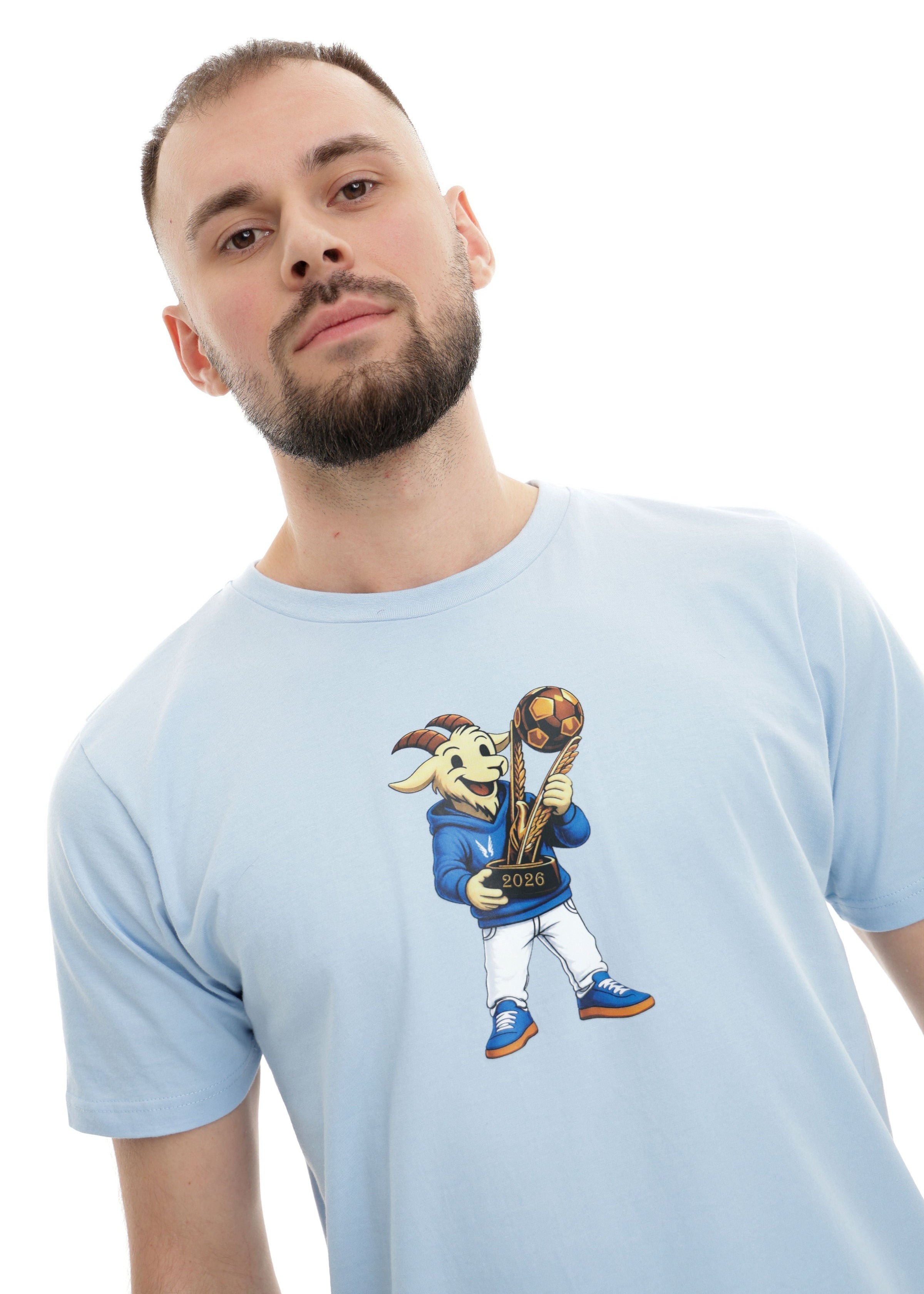 T-Shirt Mistrzowski Koziołek 2026-Błękitny