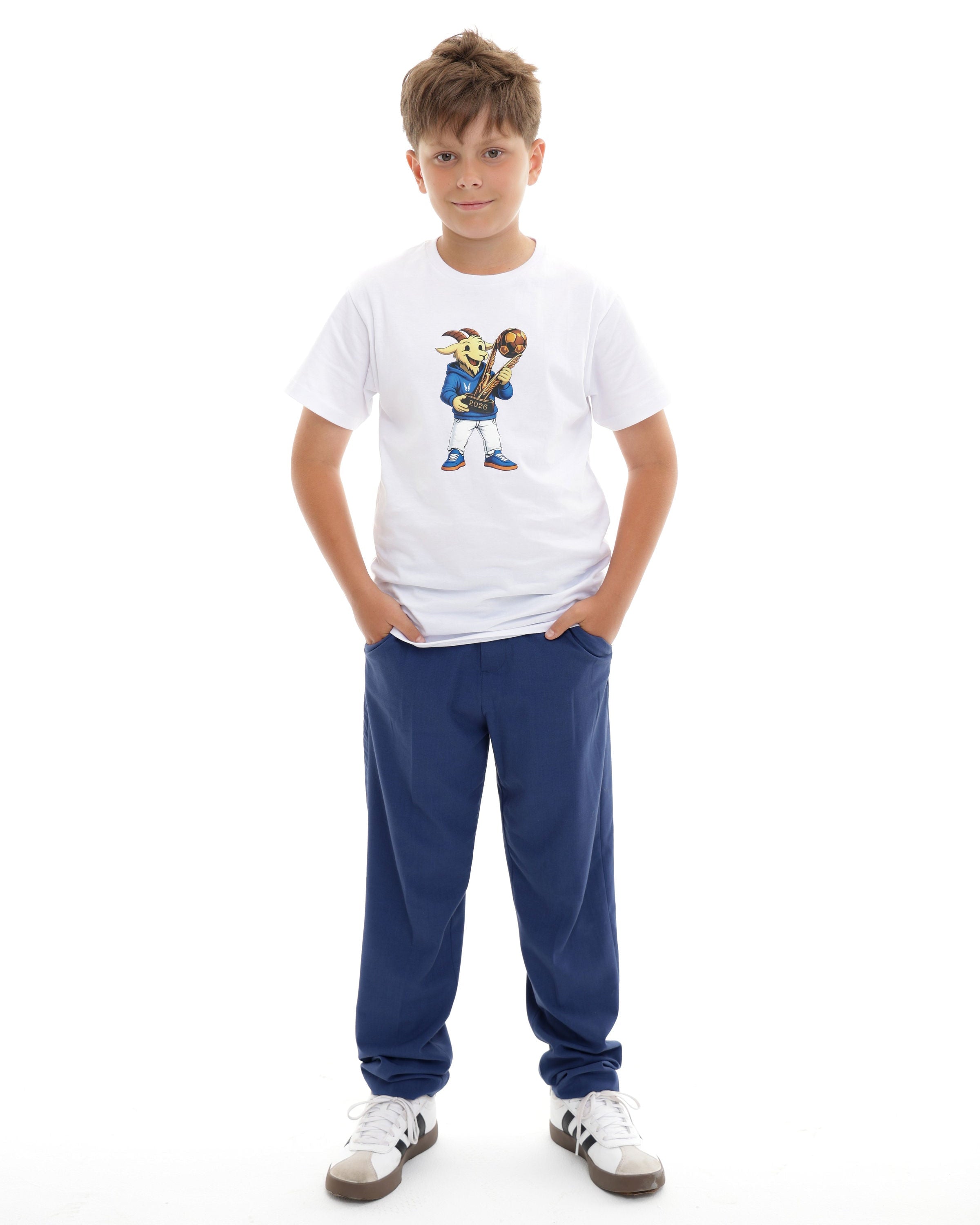 T-Shirt Dziecięcy Mistrzowski Koziołek 2026-Biały