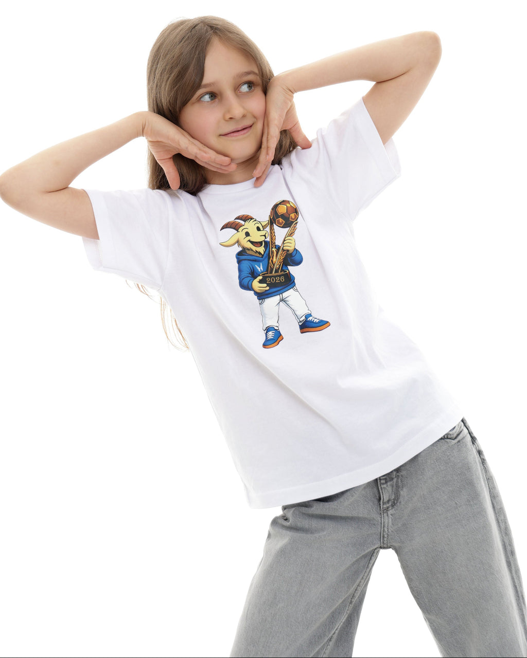 T-Shirt Dziecięcy Mistrzowski Koziołek 2026-Biały